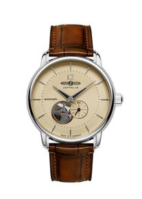 Zeppelin Herren Automatikuhr "LZ 120 Bodensee", braun, Armbanduhren, Armbanduhr, Herrenuhr, offene Unruh, Lederarmband, Made in Germany