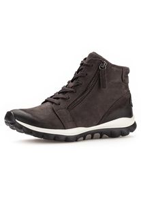 Damen Schnürboots, Gabor Rollingsoft, Gr. 37, grau, Nubukleder, sportlich, Schuhe, Keilabsatz, Komfortboots mit profilierter Gummilaufsohle