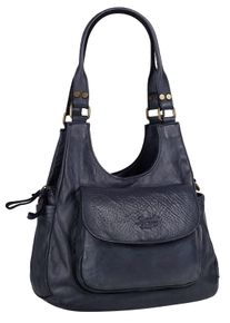 Samantha Look Damen Umhängetasche, blau, Leder, unifarben, leicht glänzend, Taschen, echt Leder, Made in Italy