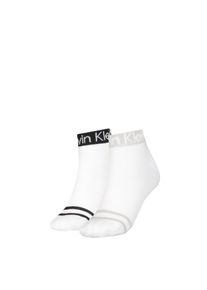 Damen Kurzsocken "CK WOMEN QUARTER 2P LOGO WELT", Calvin Klein Jeans, weiß, Materialmix, Socken, Coolmax-Garn, Einheitsgröße passend von 37-41