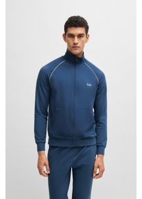 BOSS Herren Sweatjacke "Mix&Match Jacket Z", Gr. Lmedium blau 425, Sweatware, Obermaterial: 95% Baumwolle, 5% Elasthan, casual, Sweatjacken, mit
