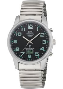 MASTER TIME Herren Funkuhr "Basic", grau, Armbanduhren, Armbanduhr, Quarzuhr, Herren, Datum, Leuchtzeiger, Flexband, Zugband