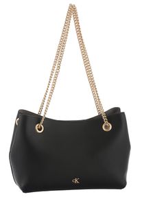 Damen Umhängetasche "MNML MNGRM CHN SHLDR", Calvin Klein Jeans, schwarz, Polyester, Lederimitat, unifarben, Taschen, Abendtasche, festliche
