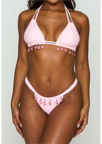 MODA MINX Damen Bikini-Hose "Selene Droplet Rouched", pink, Gr. XL, unifarben, 82% Polyamid, 18% Elasthan, Badehosen, mit tollen Schmuckelementen