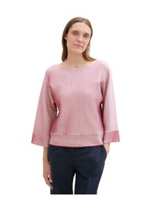 Tom Tailor Damen Fledermauspullover, pink, casual, Gr. XL, gestreift, Jersey, Obermaterial: 100% Baumwolle, Pullover, mit Streifenmuster