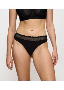 Triumph Damen Slip "Feel of Modal String 3P", Gr. S, schwarz, Single Jersey, Spitze, Obermaterial: 92% Polyamid, 8% Elasthan, Unterhosen, elastisches