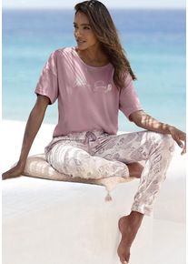 Vivance Dreams Pyjama mehrfarbig Gr. 32/34 für Damen. Rundhals und Allover-Druck, Print. Bequem. Nachhaltig.