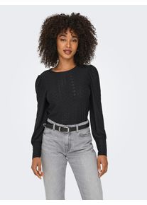 Only Damen Blusenshirt "ONLSANDRA L/S PUFF TOP JRS NOOS", schwarz, modisch, Gr. L, unifarben, Jersey, Obermaterial: 95% Polyester, 5% Elasthan, Shirts