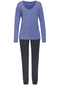 Vivance Dreams Damen Pyjama, Gr. 36, lila, Single Jersey, Obermaterial: 90% Viskose, 10% Polyester. Unterteil: 100% Baumwolle, meliert, Basic,