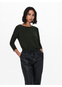 Only Damen 3/4-Arm-Shirt "ONLGLAMOUR 3/4 TOP JRS NOOS", grün, casual, Gr. S, unifarben, Single Jersey, Obermaterial: 65% Polyester, 30% Viskose, 5%