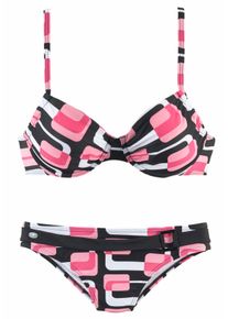 Kangaroos Damen Bügel-Bikini, schwarz, Gr. 36, gemustert, bedruckt, Polyamid, Bikini-Sets, im Retro-Design
