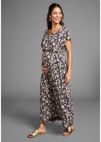 Neun Monate Damen Umstandskleid "Langes Schwangerschafts- und Still-Kleid", blau, modisch, Gr. 42, Jersey, Obermaterial: 95% Viskose, 5% Elasthan.