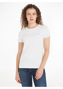 Tommy Hilfiger Damen T-Shirt "HERITAGE CREW NECK TEE", weiß, casual, Gr. XXS, unifarben, Single Jersey, Obermaterial: 100% Baumwolle, Shirts, mit