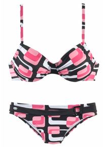 Kangaroos Damen Bügel-Bikini, schwarz, Gr. 36, gemustert, bedruckt, Polyamid, Bikini-Sets, im Retro-Design