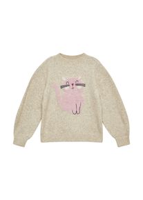 s.Oliver JUNIOR Mädchen Strickpullover, beige, casual, Gr. 140, bestickt, Strick, Obermaterial: 53% Polyamid, 41% Polyacryl, 6% Elasthan, Pullover,