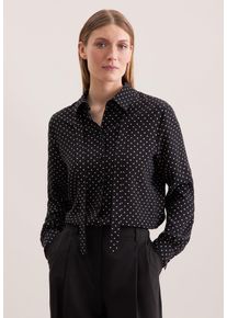 Seidensticker Damen Schluppenbluse, schwarz, Gr. 44, gemustert, gepunktet, 100% Viskose, Blusen, 1/1 Druck
