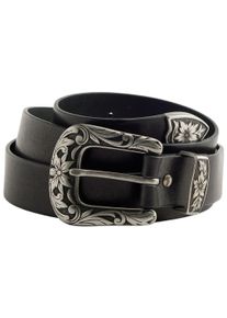 Levi's LEVI'S Damen Ledergürtel "GO WEST BELT", schwarz, casual,modisch, Gr. 85, Rindsleder, Gürtel, mit Blumenrelief