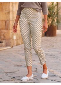 Inspirationen Damen Webhose, beige, Gr. 40, gemustert, mehrfarbig, bedruckt, 72% Viskose, 25% Polyamid, 3% Elasthan, Hosen