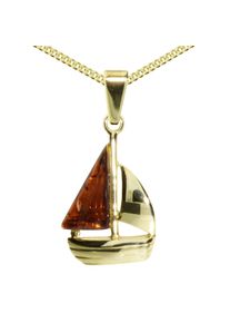 OSTSEE-SCHMUCK Damen Kette mit Anhänger "OSTSEE-SCHMUCK Kette mit Anhänger Schiffchen", 40cm, Silber 925 (Sterlingsilber), L: 40cm, gold, Silber 925