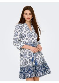 Jacqueline de Yong JDY Damen Tunikakleid "JDYANNA 7/8 DRESS WVN"cloud dancer aop:medieval blau abstract flower, modisch, Gr. XS, bedruckt, Web, Obermaterial: 100%