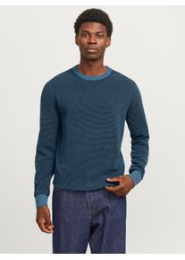 Jack & Jones JACK & JONES Herren Rundhalspullover "JJEGLOBE KNIT CREW NECK NOOS", blau, modisch, Gr. S, meliert, Strick, Obermaterial: 100% Baumwolle, Pullover,