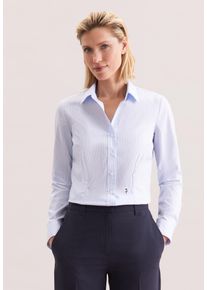 Seidensticker Damen Hemdbluse, blau, Gr. 44, gestreift, 100% Baumwolle, Blusen, 1/1 Kragen