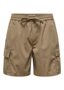 Only & Sons ONLY & SONS Herren Cargoshorts "ONSKAL CARGO 0287 SHORTS CS", braun, modisch, Gr. S, unifarben, Web, Obermaterial: 100% Baumwolle, Hosen