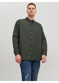 Jack & Jones PlusSize Herren Langarmhemd "JJ JJEOXFORD SHIRT L/S", grün, modisch, Gr. 6XL, JACK & JONES PLUSSIZE, unifarben, Web, Obermaterial: 100% Baumwolle, Hemden