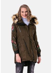 Cipo & Baxx CIPO & BAXX Damen Parka "Jacken", grün, casual, Gr. L, unifarben, 50% Polyurethan;50% Viskose, Jacken, mit Kunstleder und Nieten, WJ-136