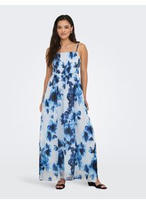 Only Damen Maxikleid "ONLELENA VIKKI LIFE STRAP ANK DRESS WVN"cloud dancer aop:blau flower, modisch, Gr. M, bedruckt, Web, Obermaterial: 100%