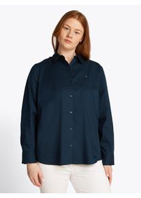 Damen Hemdbluse "CRV ESS POPLIN REGULAR SHIRT", blau, casual, Gr. 46, Tommy Hilfiger Curve, unifarben, Web, Obermaterial: 69% Baumwolle, 27%