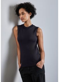 Street One Damen Shirttop, lila, casual, Gr. 42, unifarben, Jersey, Obermaterial: 50% Baumwolle, 50% Modal, Tops, mit Rollkragen