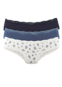 Vivance Damen Brasilslip, Gr. 44, blau, Single Jersey, Obermaterial: 95% Baumwolle, 5% Elasthan. Spitze: 90% Polyamid, 10% Elasthan, unifarben,