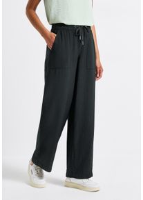 Street One Damen Stoffhosepine grove grün, casual, Gr. 40, unifarben, Web, Obermaterial: 85% Viskose, 15% Nylon, Hosen, Sommerhose weites Bein, mit