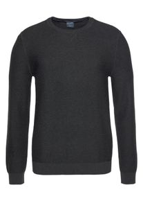 OLYMP Herren Rundhalspullover "OLYMP Strick Casual", grau, casual, Gr. S, Obermaterial: 100% Baumwolle, Pullover, mit modischem Strukturmuster