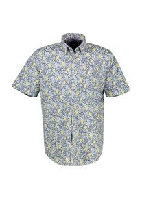 Lerros Herren Kurzarmhemd, weiß, casual, Gr. M, bedruckt, Web, Obermaterial: 100% Baumwolle, Hemden, mit All-Over Print