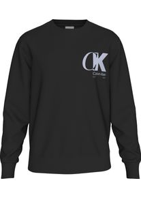 Calvin Klein Herren Sweatshirt "LS EU 350TERRY CK OVERLAP GRAPHI", schwarz, casual, Gr. M, unifarben, Sweatware, Obermaterial: 100% Baumwolle,
