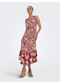 Only Damen Maxikleid "ONLVIBE LIFE S/L SHIRT LONG DRESS WVN"merlot aop:cd narri prinit, modisch, Gr. XS, bedruckt, Web, Obermaterial: 100% Viskose,
