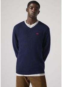Levi's LEVI'S Herren V-Ausschnitt-Pullover, blau, casual, Gr. M, Strick, Obermaterial: 80% Wolle, 20% Polyamid, Pullover