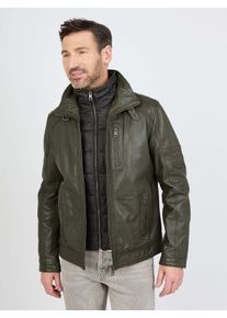 JCC Herren Bikerjacke "63535", grün, Gr. 58, Oberstoff: 100% Lammleder; Innenmaterial: 100% Polyester; Ärmelfutter: 100% Polyester, Jacken