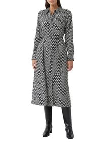comma, COMMA Damen Hemdblusenkleidschwarz, beige, casual, Gr. 46, bedruckt, Web, Obermaterial: 100% Viskose, Kleider, Sommerkleid mit Eingrifftaschen und