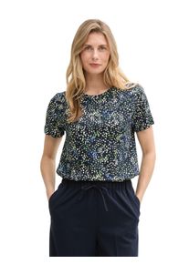 Tom Tailor Damen T-Shirt, blau, casual, Gr. S, gemustert, unifarben, bedruckt, Jersey, Obermaterial: 100% Baumwolle, Shirts, mit Frontprint