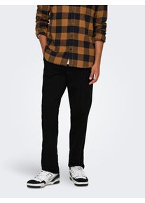 Only & Sons ONLY & SONS Herren Chinohose "ONSNICKY STRAIGHT 0241 PANT", schwarz, modisch, Gr. 32, Web, Obermaterial: 98% Baumwolle, 2% Elasthan, Hosen