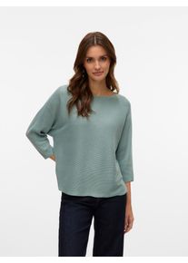 Véro Moda VERO MODA Damen 3/4 Arm-Pullover "VMNORA 3/4 BOATNECK BLOUSE NOOS", grau, modisch, Gr. XL, unifarben, Rippstrick, Obermaterial: 63% Polyester, 34%