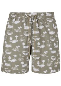 Urban Classics Herren Badeshorts "Urban Classics Herren Pattern Swim Shorts"paleolive, weiß, Gr. XXXL, 100% Polyester, Badehosen