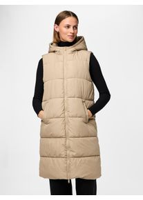 Pieces Damen Steppweste "PCBEE NEW LONG PUFFER VEST NOOS BC", silber, modisch, Gr. S, unifarben, Steppware, Obermaterial: 100% Polyester, Westen