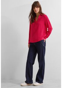 Cecil Damen Langarmbluse, rot, casual, Gr. XS, unifarben, Stoff, 100% Viskose, Blusen, aus softer Viskose