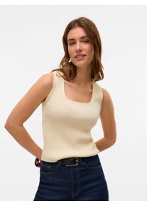 Véro Moda VERO MODA Damen Stricktop "VMPOPPY SL SQUARE NECK TOP VMA NOOS", weiß, modisch, Gr. XL, unifarben, Rippstrick, Obermaterial: 60% Polyester, 40%