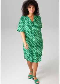 ANISTON PLUS Damen Blusenkleid, grün, modisch, Gr. 44, gemustert, Web, Obermaterial: 100% Viskose, Kleider, in trendigen Druck