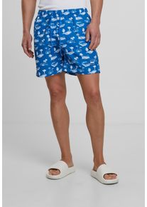 Urban Classics Herren Badeshorts "Urban Classics Herren Pattern Swim Shorts"brightblau, weiß, Gr. L, 100% Polyester, Badehosen